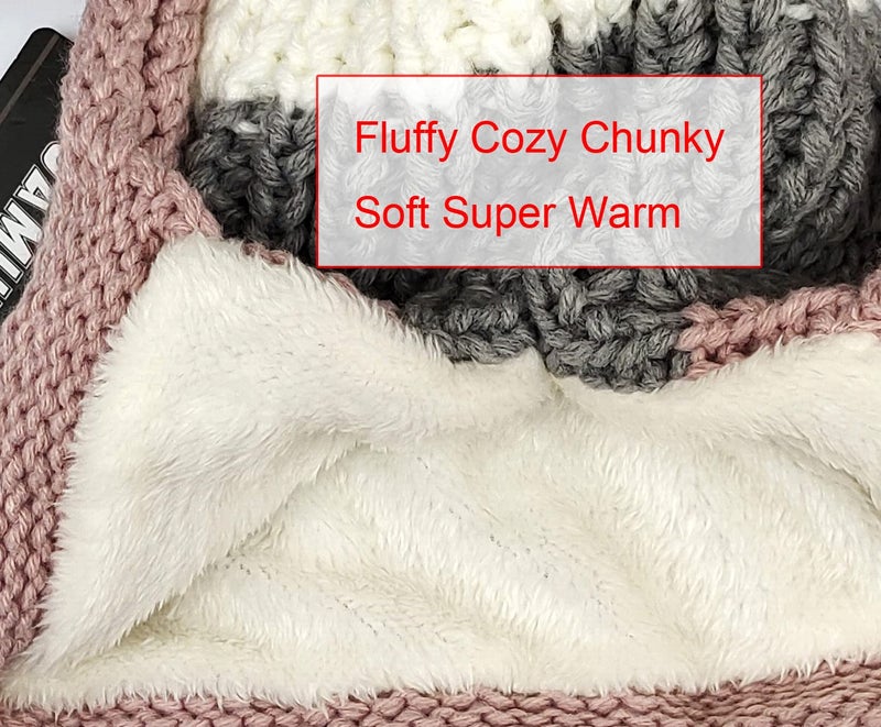 HUAMULAN Women Winter Sherpa Beanie Hats Knit Ear Flaps Peruvian Cover Ears Warm Fleece Lined Ski Snow Hat with 3 Pompom - Image 2